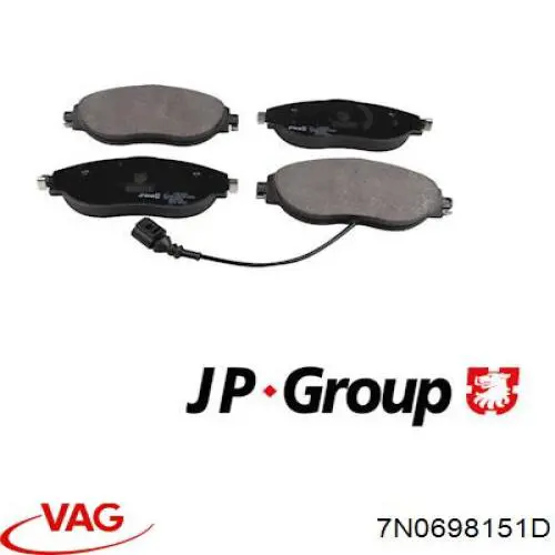 7N0698151D VAG Передні гальмівні колодки