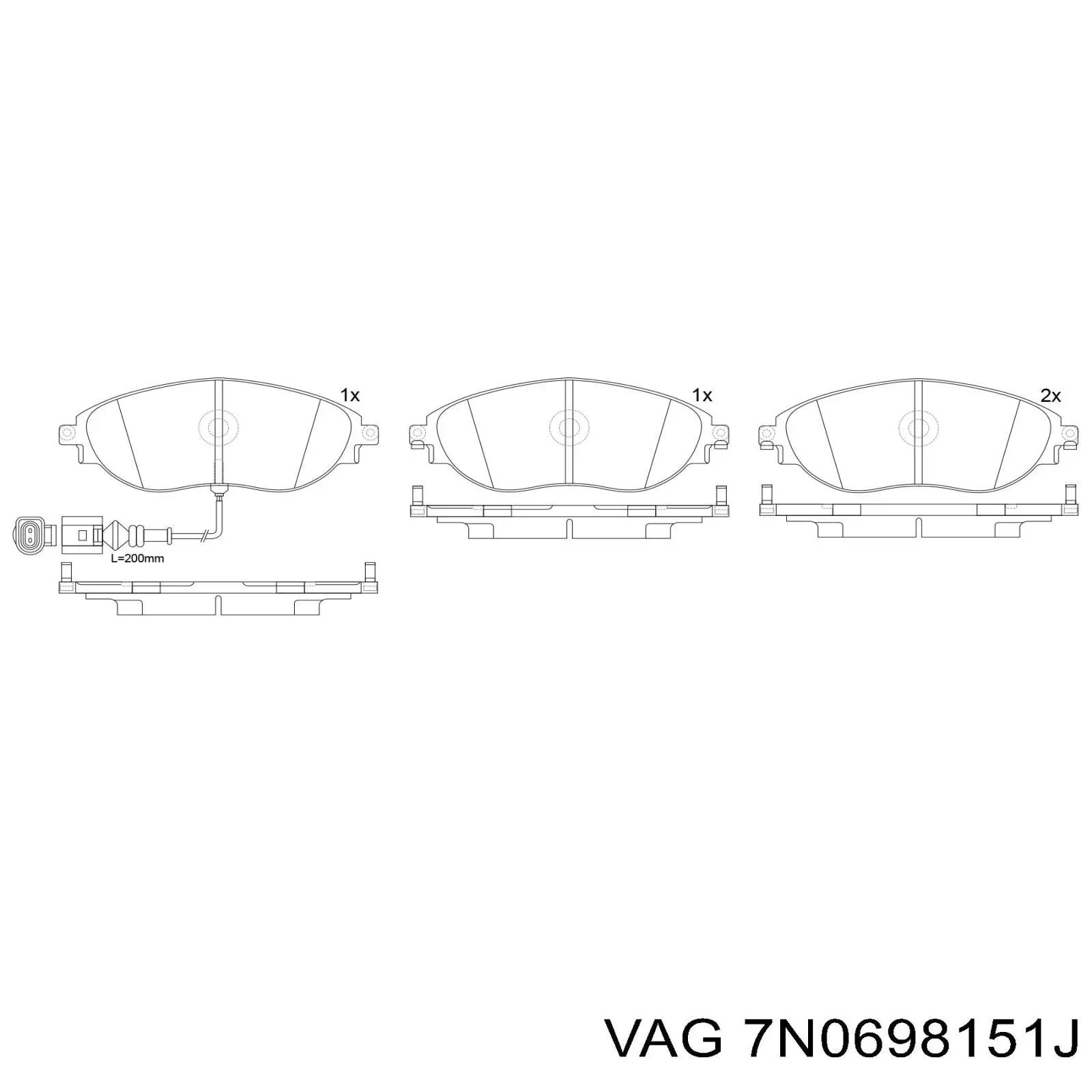 7N0698151J VAG Передні гальмівні колодки