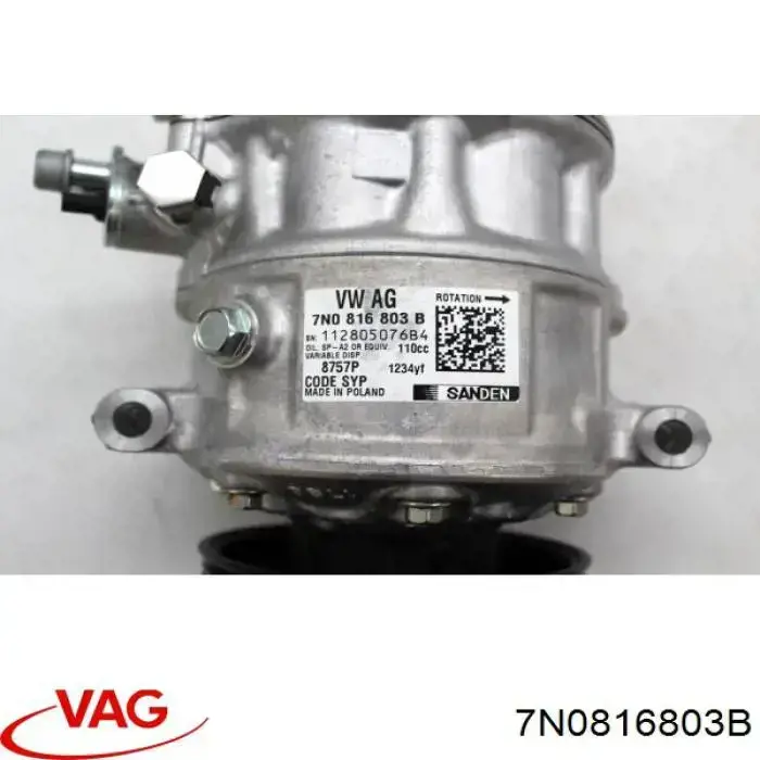 Компресор системи кондиціювання VAG 7N0816803 ціна, від 249.06 USD