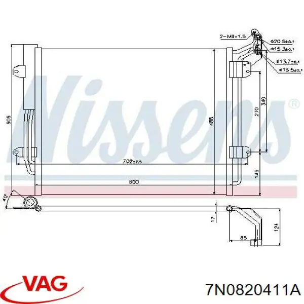 Купити 7N0820411A VAG Радіатор системи охолодження кондиціонера