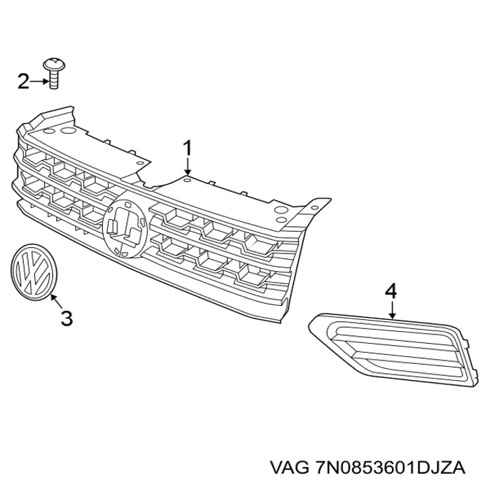 7N0853601DJZA VAG Фірмовий значок решітки радіатора
