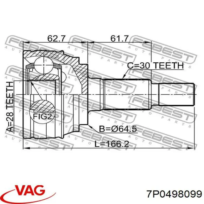 Граната колісна VAG 7P0498099 ціна, від 50.64 USD