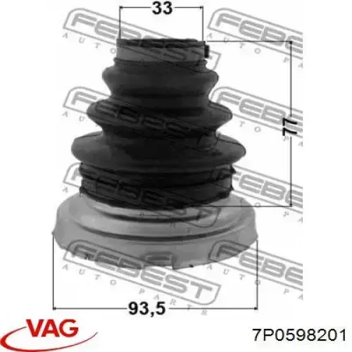 Пильник зовнішньої гранати, задньої півосі VAG 7P0598201 ціна, від 66.33 USD
