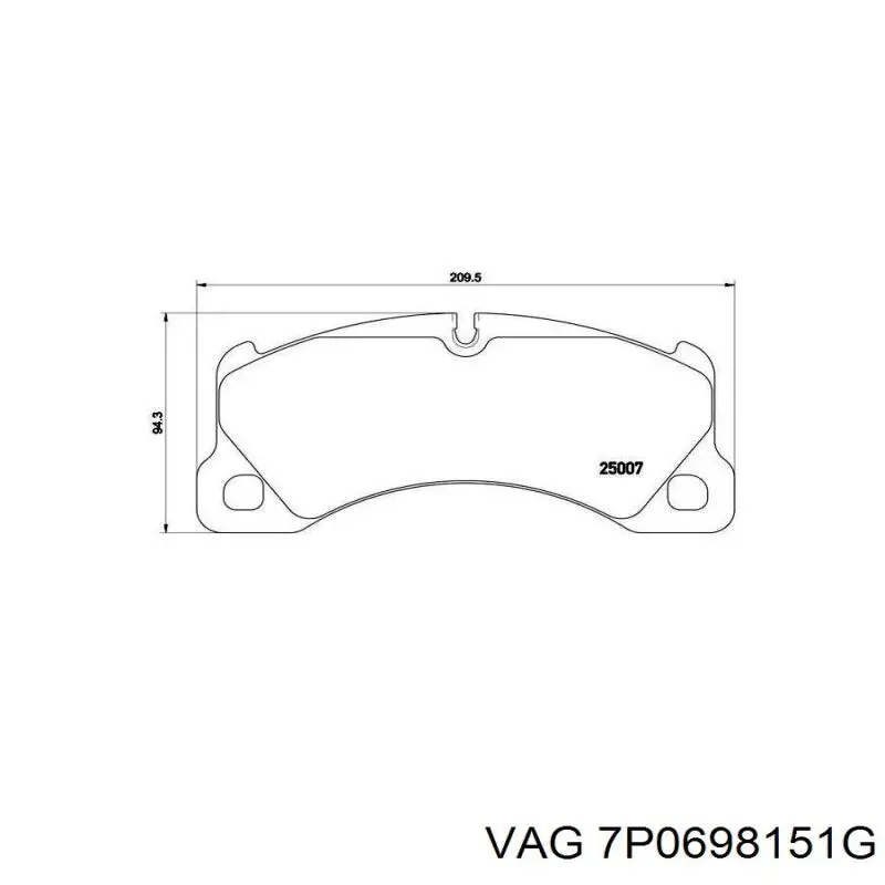 Колодки гальмівні передні, дискові 7P0698151G VAG