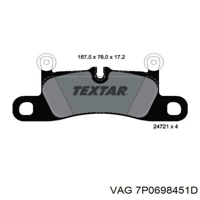 Колодки гальмові задні, дискові 7P0698451D VAG