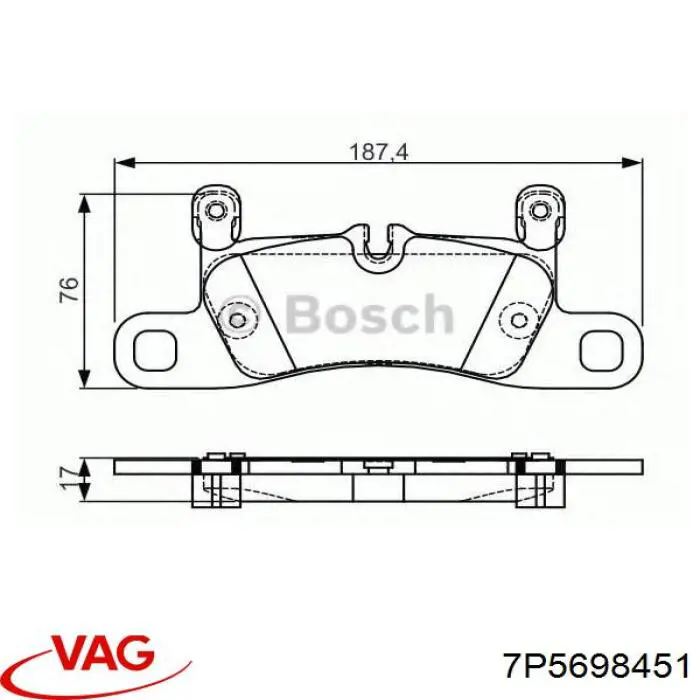 Колодки гальмові задні, дискові 7P5698451 VAG