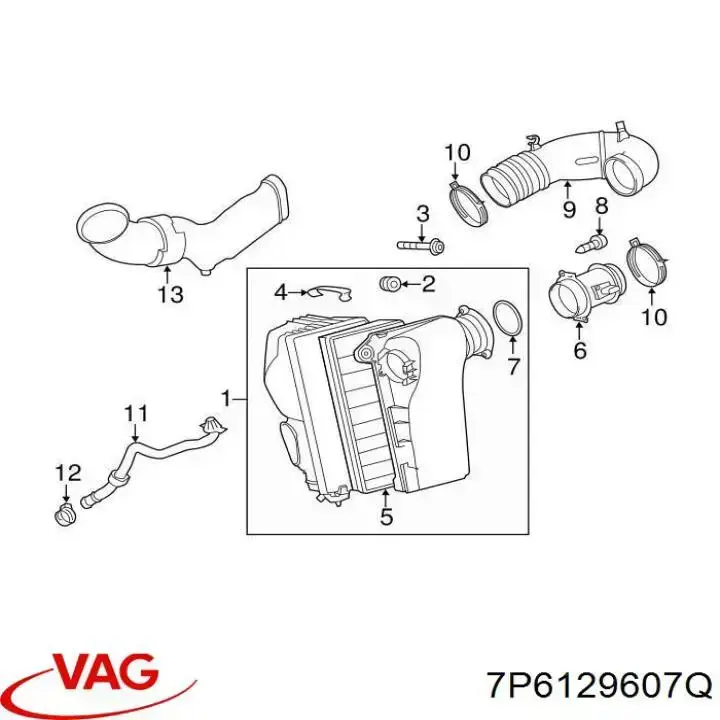 Корпус повітряного фільтра VAG 7P6129601J ціна, від 190.04 USD