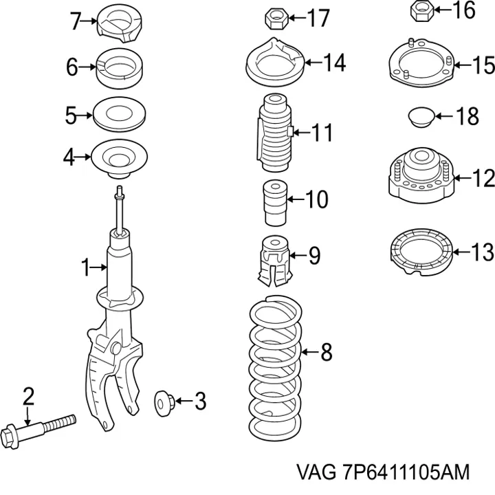 Пружина передня VAG 7P6411105AM ціна, від 19.32 USD