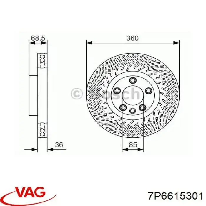 7P6615301 VAG Гальмо дискове переднє