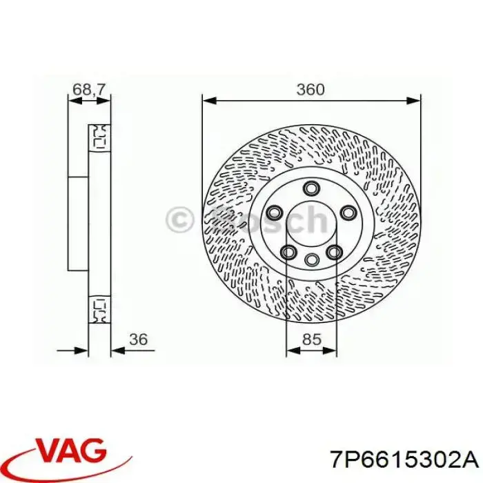 Диск переднього гальма VAG 7P6615302A ціна, від 95.22 USD