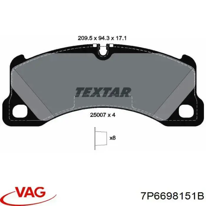Купити 7P6698151B VAG Колодки гальмівні передні, дискові