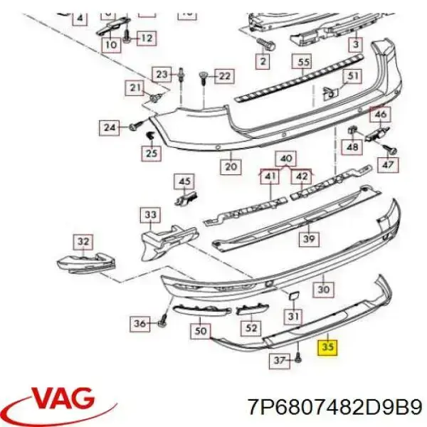Купити 7P6807482D VAG Тюнінг заднього бампера