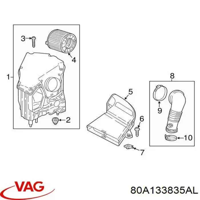 Корпус повітряного фільтра 80A133835AL VAG