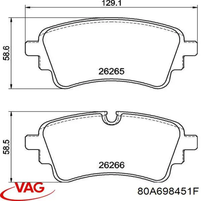 Купити 80A698451R VAG Задні колодки