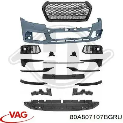 Купити 80A807107BGRU VAG Бампер передній, ліва частина