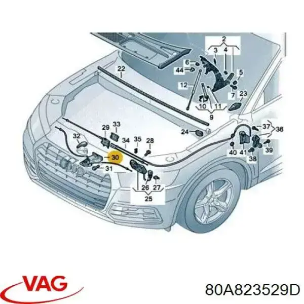 Трос відкриття капота, передній VAG 80A823529D ціна, від 22.57 USD