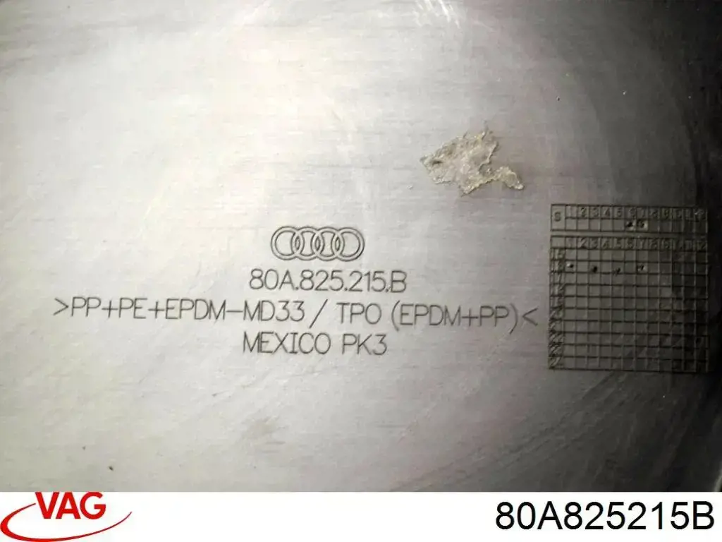 Захист днища, задній лівий VAG 80A825215B ціна, від 13.43 USD