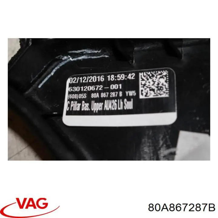 80A867287B VAG Обшивка стійки кузова внутрішня, задня ліва