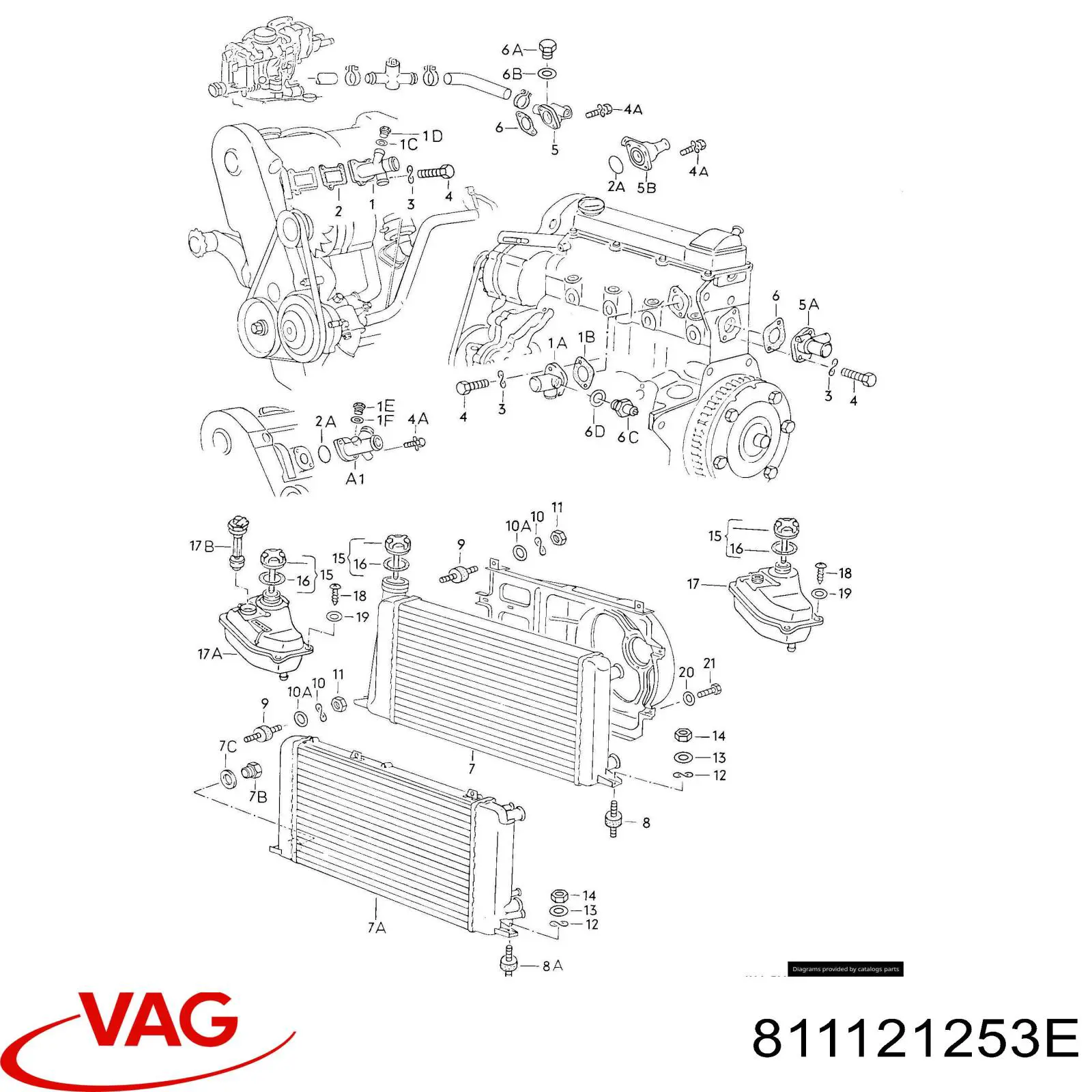 Радіатор охолодження двигуна 811121253E VAG