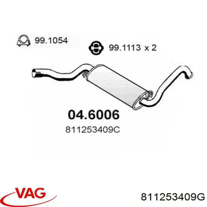 Глушник VAG 811253409G ціна, від 57.58 USD