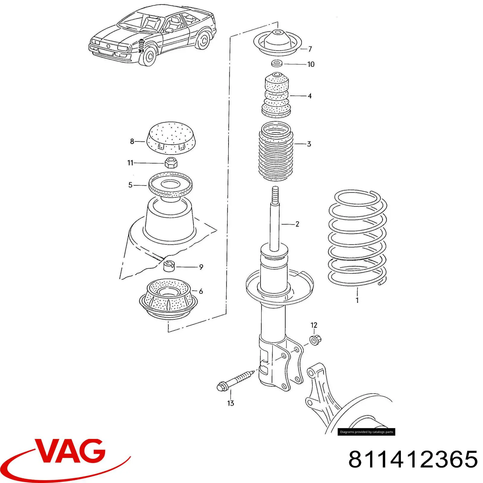 Гайка штока амортизатора переднього VAG 811412365 ціна, від 1.69 USD