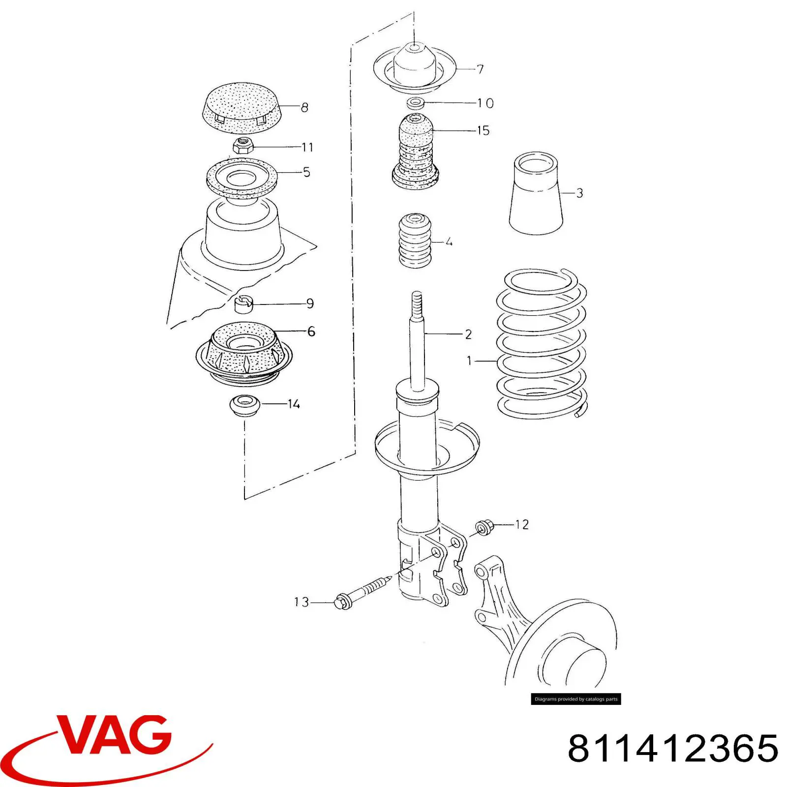 Гайка штока амортизатора переднього 811412365 VAG