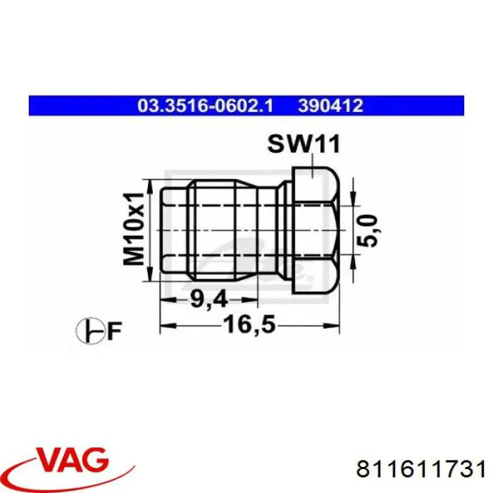 Штуцер сполучний гальмівних трубок VAG 811611731 ціна, від 0.32 USD