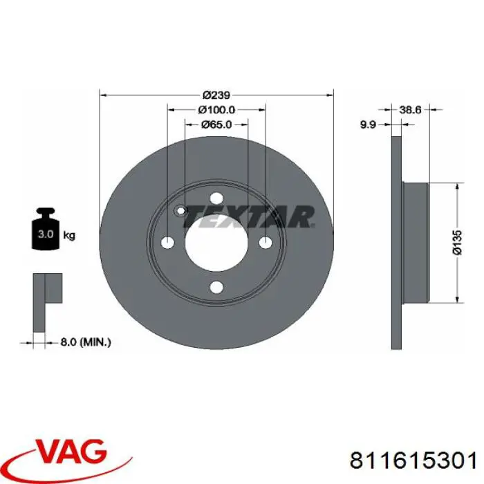 Купити 811615301 VAG Ротор гальмівний