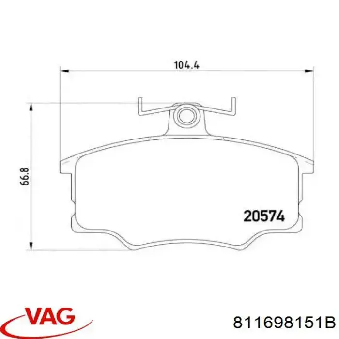Купити 811698151B VAG Колодки гальмівні передні, дискові