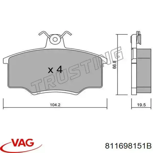 Передні тормозні колодки 811698151B VAG