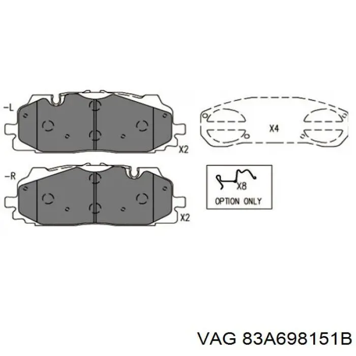 Передні тормозні колодки 83A698151B VAG