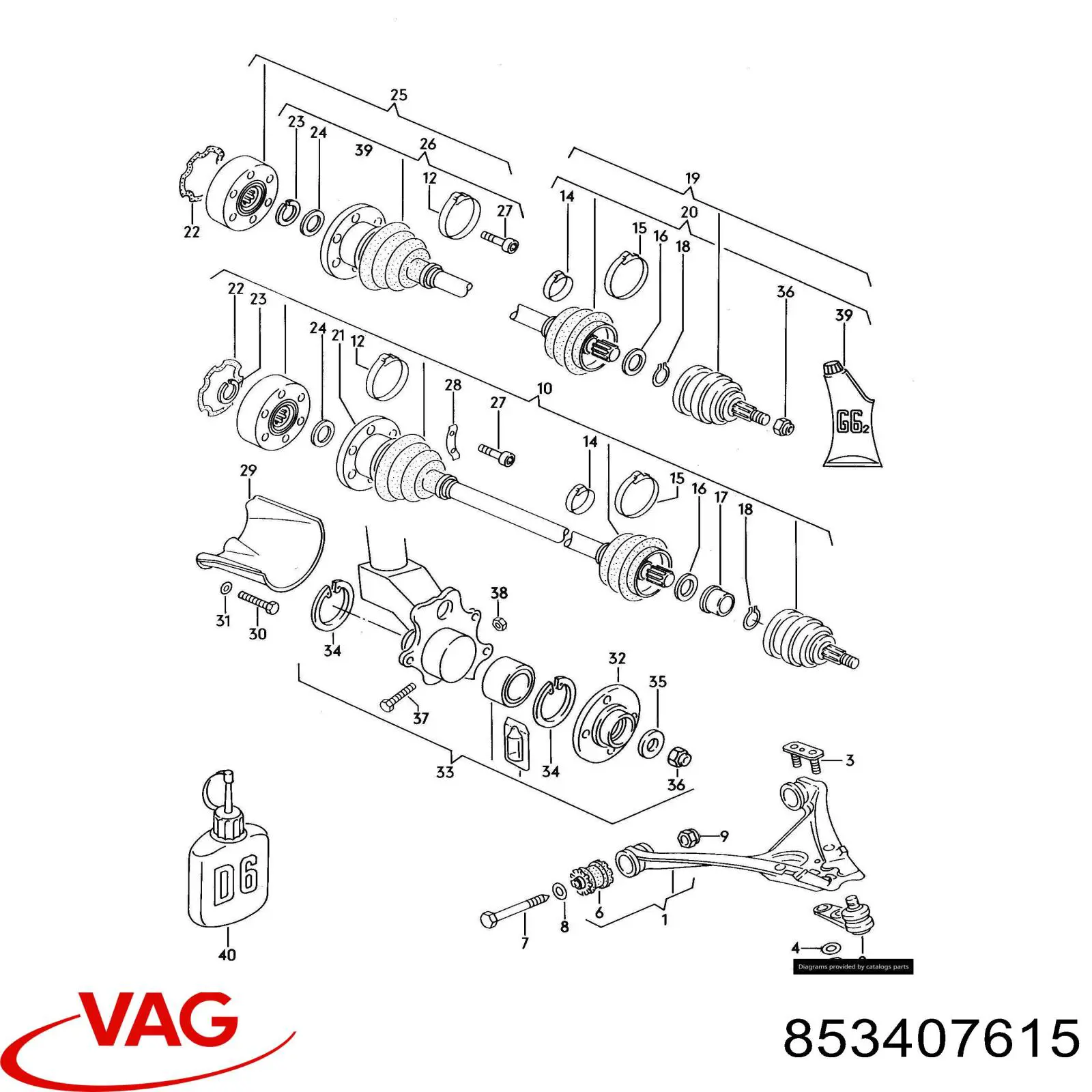 Купити 853407615 VAG Маточини передніх коліс