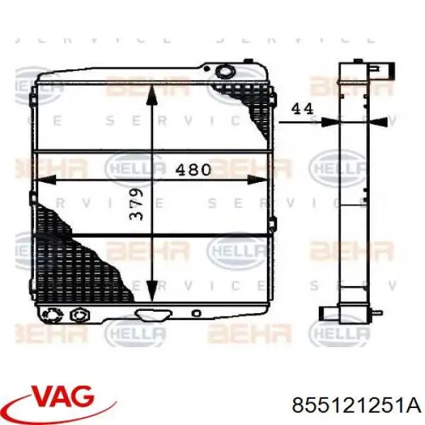 Радіатор основний VAG 855121251A ціна, від 57.42 USD