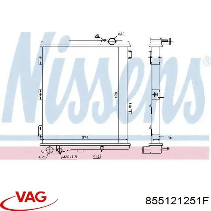 Купити 855121251F VAG Радіатор двигуна