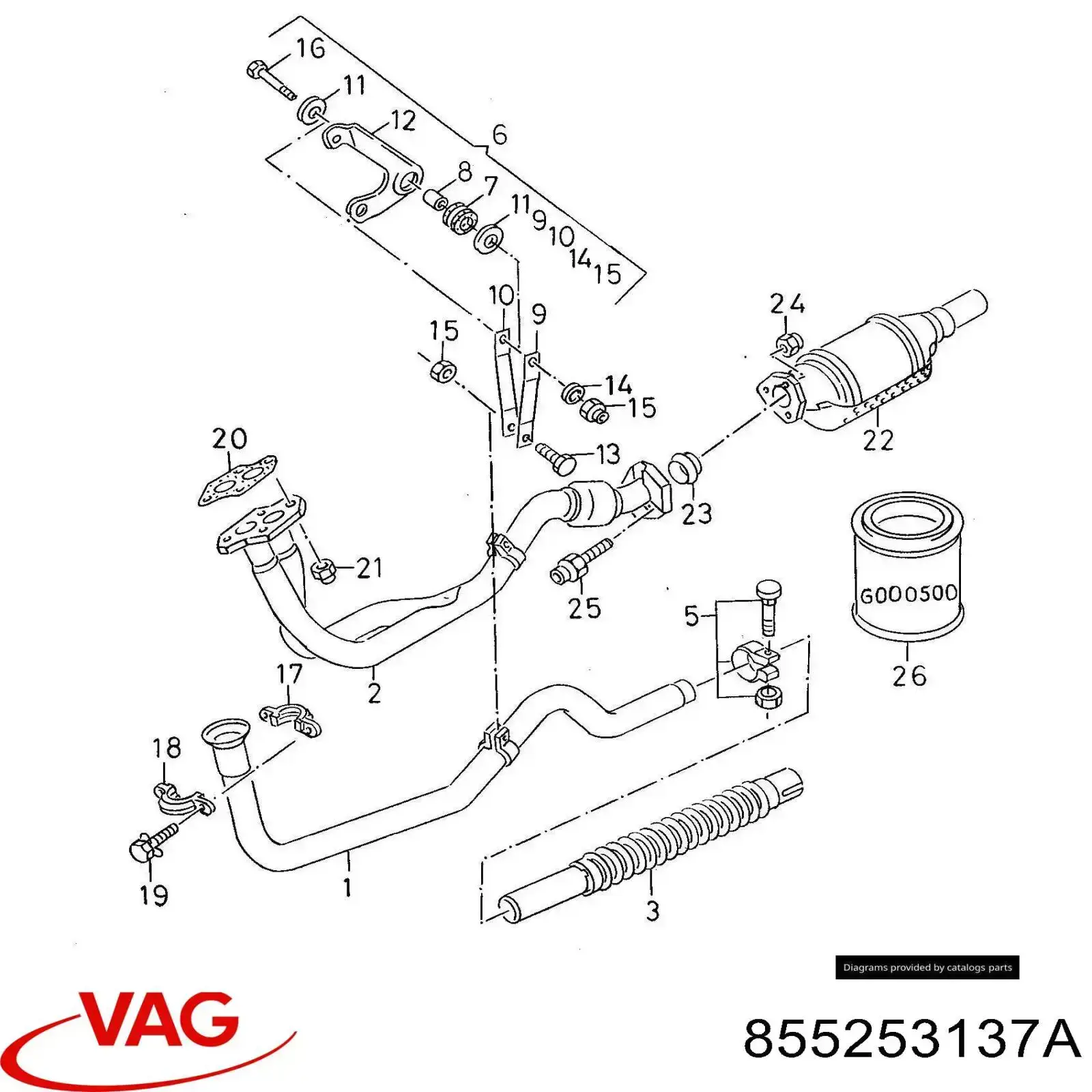Купити 855253137A VAG Прокладка монтажна, глушника