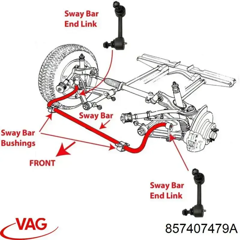 Стійка стабілізатора переднього 857407479A VAG