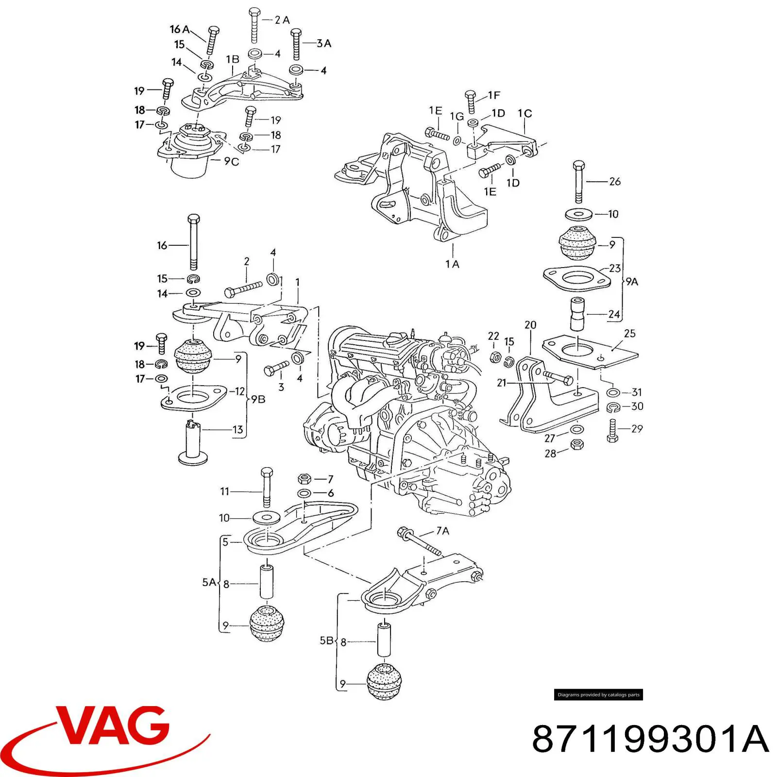871199301A VAG Ліва опора двигуна