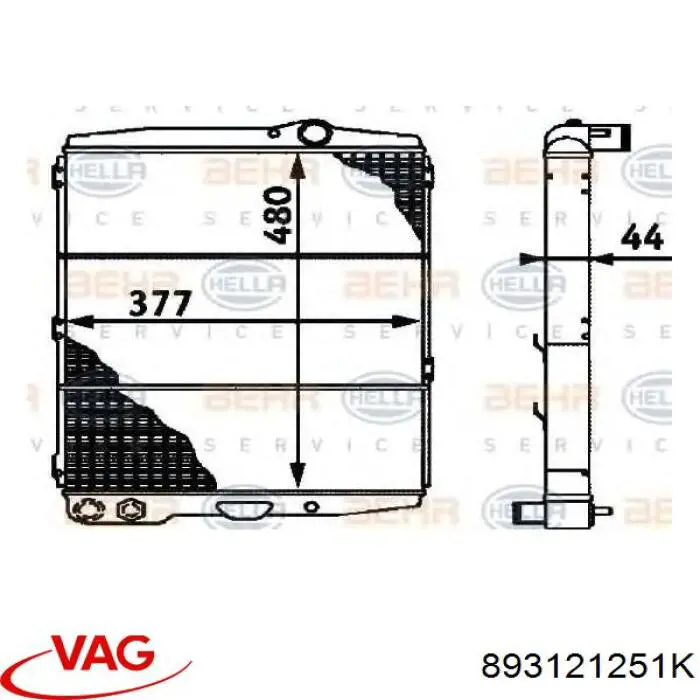 Радіатор охолодження двигуна 893121251K VAG