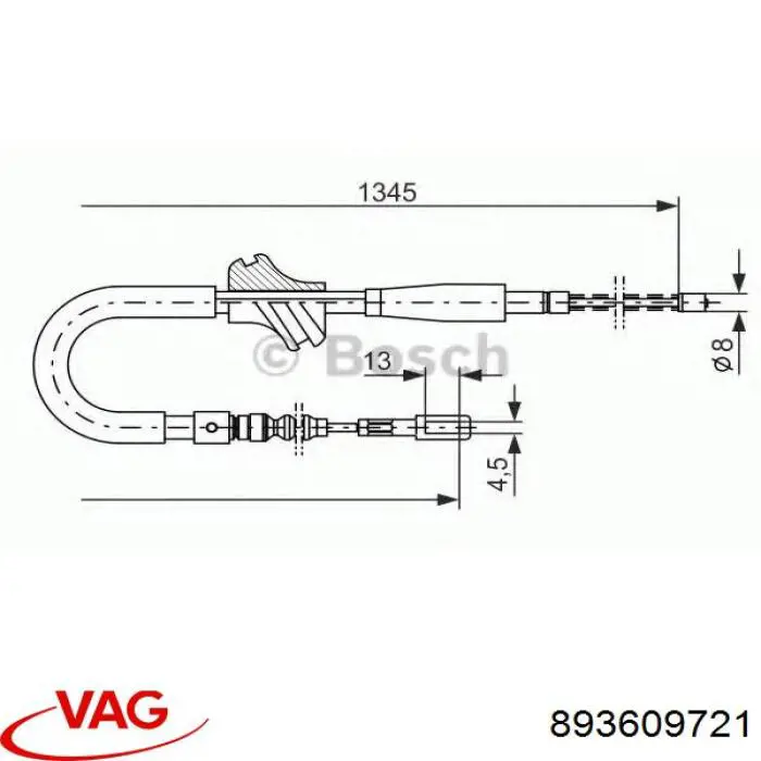 893609721 VAG Трос ручного гальма задній, лівий