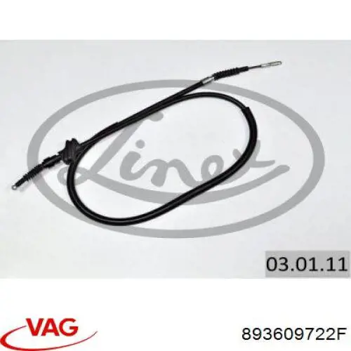 Трос стоянкового гальма задній правий VAG 893609722F ціна, від 8.55 USD