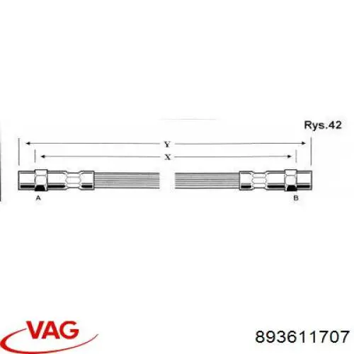 Шланг гальмівний передній VAG 893611707