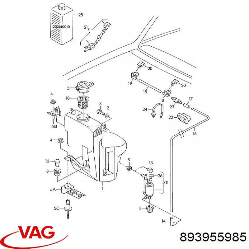 Купити 893955985 VAG Форсунка омивача