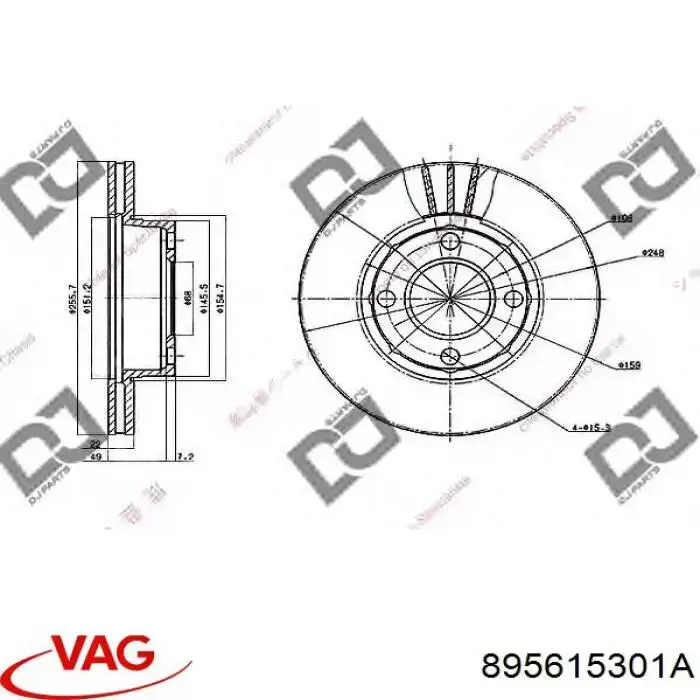Диск гальмівний передній VAG 895615301A