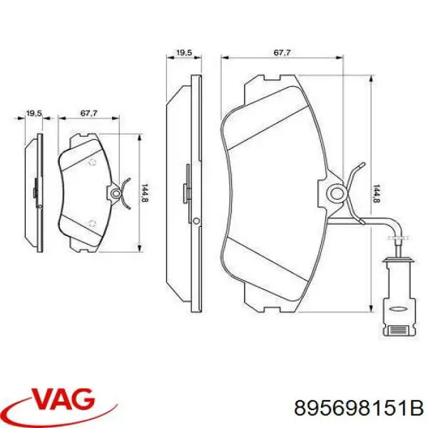 Гальмівні колодки VAG 895698151B ціна, від 41.98 USD