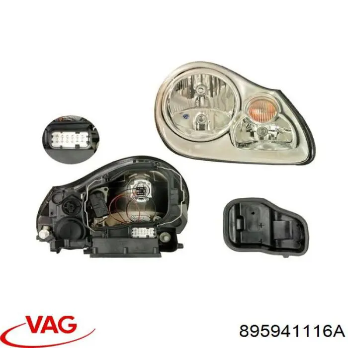Купити 895941116A VAG Скло фари правої