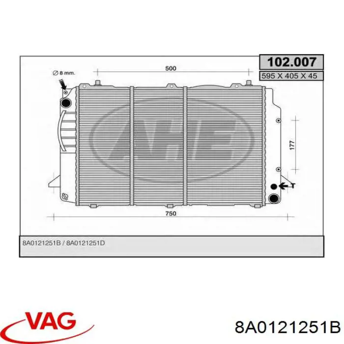 Купити 8A0121251B VAG Радіатор двигуна
