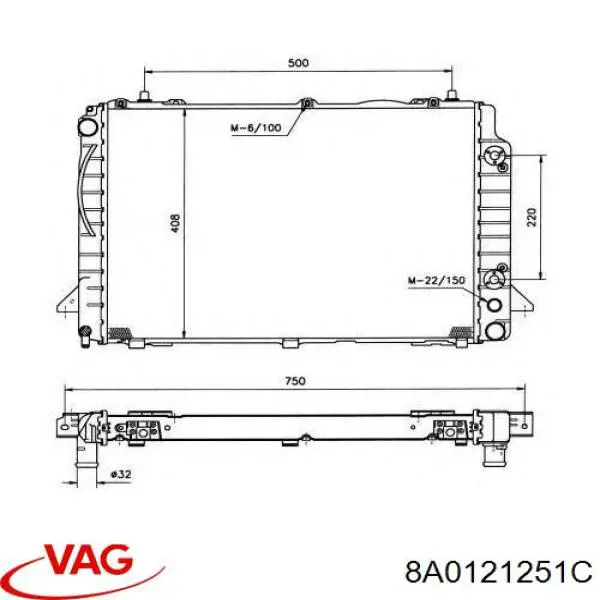 Радіатор основний VAG 8A0121251C ціна, від 213.18 USD