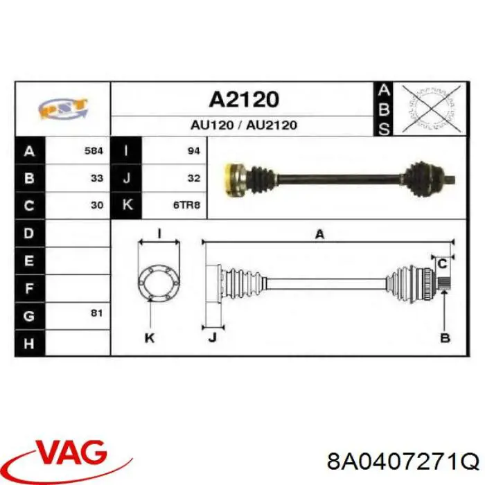 Купити 8201235822 Renault (RVI) Ліва піввісь
