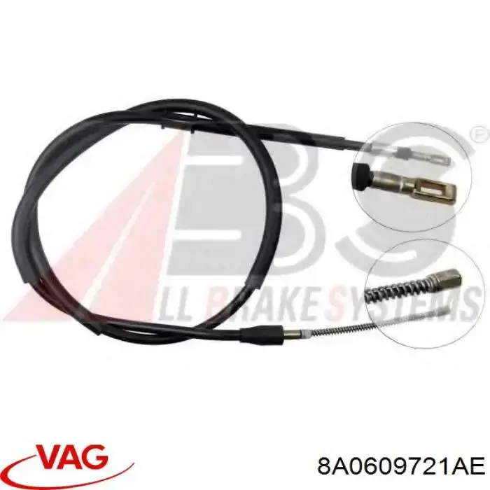 Купити 8A0609721AE VAG Трос ручного гальма задній, правий/лівий