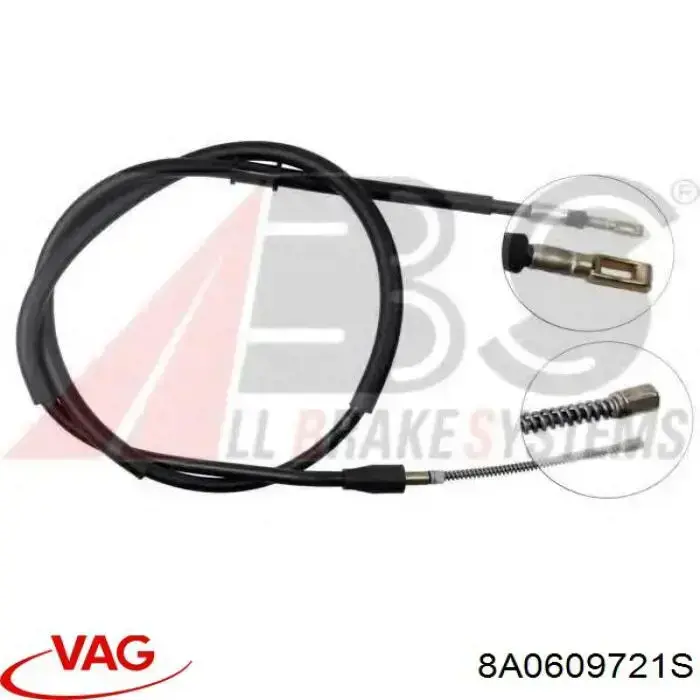 Купити 8A0609721S VAG Трос ручного гальма задній, правий/лівий